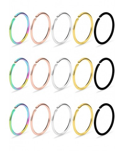 15-30Pcs 22-18G Nose Rings Hoop Surgical Steel Fake Nose Ring Tragus Cartilage Helix Piercing Earring Hoops Septum Lip Ring 6...