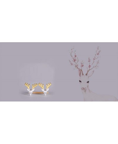 14K Silver Plated elk Yellow Antler Stud Earrings $13.74 Stud