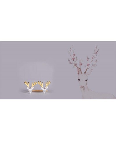 14K Silver Plated elk Yellow Antler Stud Earrings $13.74 Stud