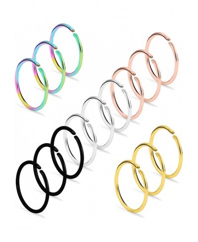 15-30Pcs 22-18G Nose Rings Hoop Surgical Steel Fake Nose Ring Tragus Cartilage Helix Piercing Earring Hoops Septum Lip Ring 6...