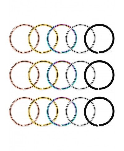 15-30Pcs 22-18G Nose Rings Hoop Surgical Steel Fake Nose Ring Tragus Cartilage Helix Piercing Earring Hoops Septum Lip Ring 6...