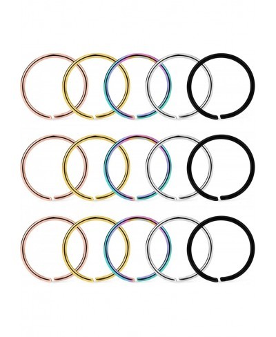 15-30Pcs 22-18G Nose Rings Hoop Surgical Steel Fake Nose Ring Tragus Cartilage Helix Piercing Earring Hoops Septum Lip Ring 6...