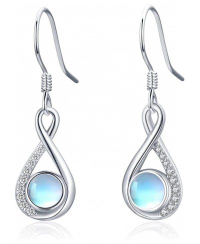 Moonstone Earrings 925 Sterling Silver Teardrop Infinity Dangle Drop Earrings for Women Hypoallergenic Moonstone Jewelry Gift...