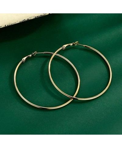 4 Pairs Big Hoop Earrings for Women Girls 316L Stainless Steel Hypoallergenic Hoop Earrings Silver Plated 14K Gold Plated Ros...