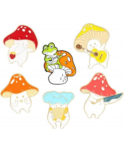 6Pcs Mushroom Enamel Pins for Women Teens Funny Gifts Cute Cartoon Frog Guitar Cat Duck Mushroom Hat Alloy Brooch Pins Badges...