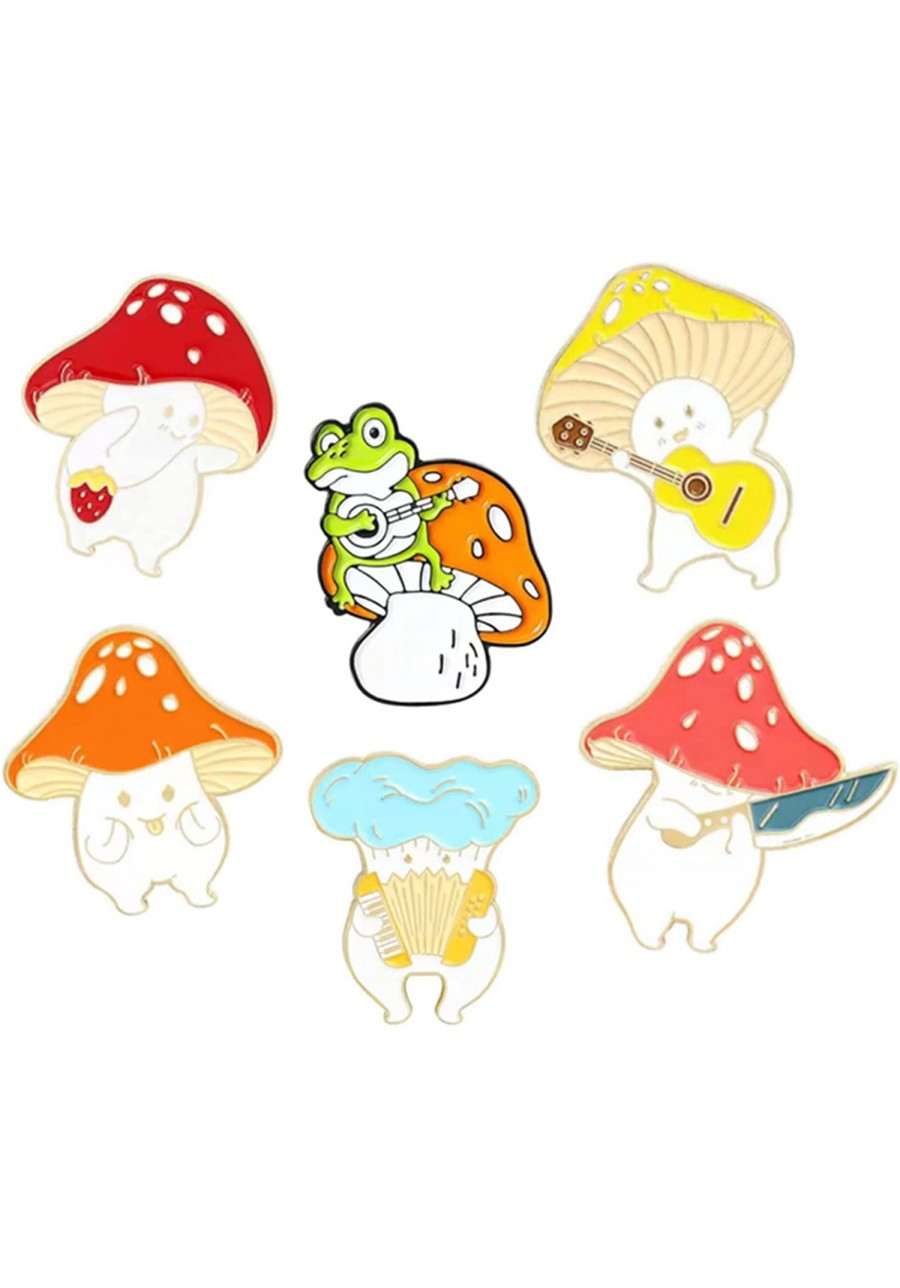 6Pcs Mushroom Enamel Pins for Women Teens Funny Gifts Cute Cartoon Frog Guitar Cat Duck Mushroom Hat Alloy Brooch Pins Badges...