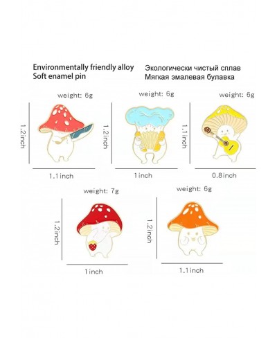 6Pcs Mushroom Enamel Pins for Women Teens Funny Gifts Cute Cartoon Frog Guitar Cat Duck Mushroom Hat Alloy Brooch Pins Badges...