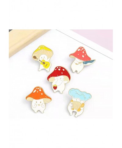 6Pcs Mushroom Enamel Pins for Women Teens Funny Gifts Cute Cartoon Frog Guitar Cat Duck Mushroom Hat Alloy Brooch Pins Badges...