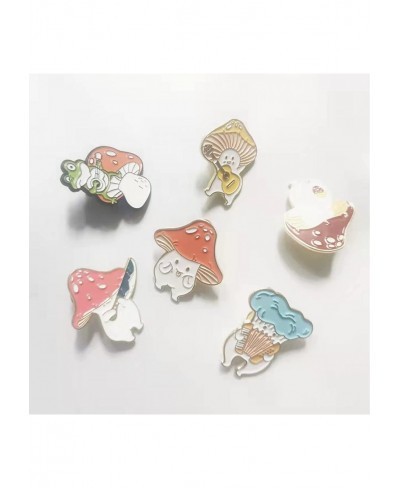 6Pcs Mushroom Enamel Pins for Women Teens Funny Gifts Cute Cartoon Frog Guitar Cat Duck Mushroom Hat Alloy Brooch Pins Badges...