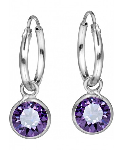 Elegant Purple Cubic Zirconia Dangle .925 Sterling Silver Hoop Earrings $14.99 Hoop