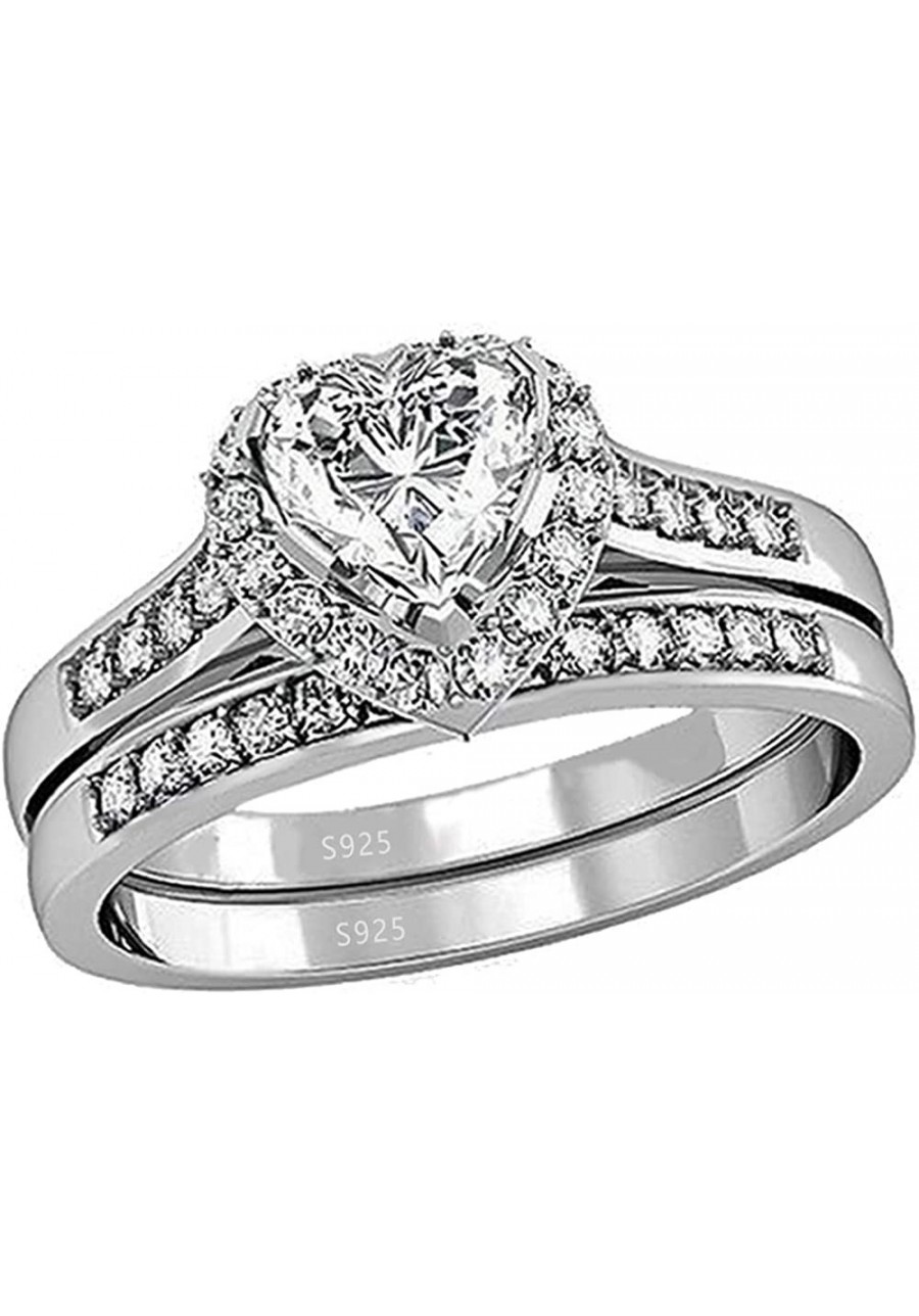 Cubic Zirconia Heart Promise Rings Wedding Band Engagement Ring Bridal Sets 925 Sterling Silver $23.10 Promise Rings