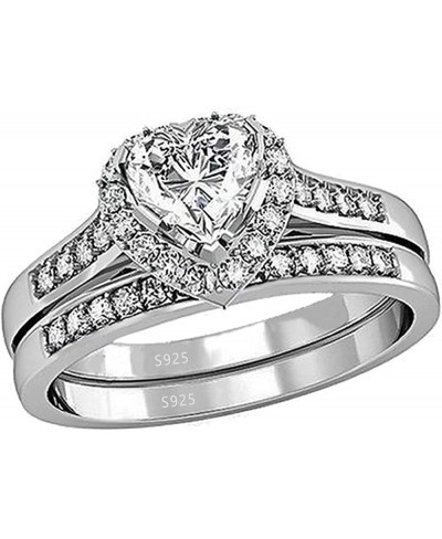 Cubic Zirconia Heart Promise Rings Wedding Band Engagement Ring Bridal Sets 925 Sterling Silver $23.10 Promise Rings