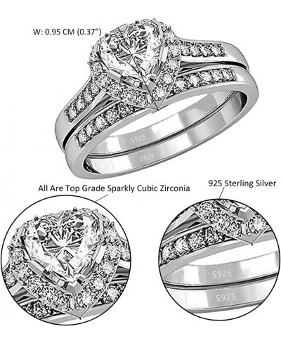 Cubic Zirconia Heart Promise Rings Wedding Band Engagement Ring Bridal Sets 925 Sterling Silver $23.10 Promise Rings