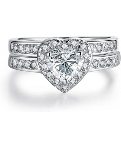 Cubic Zirconia Heart Promise Rings Wedding Band Engagement Ring Bridal Sets 925 Sterling Silver $23.10 Promise Rings