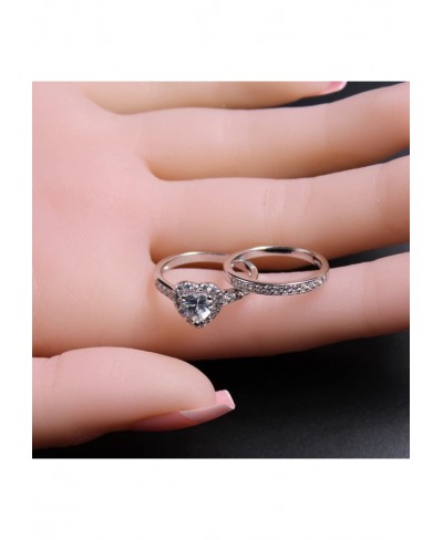 Cubic Zirconia Heart Promise Rings Wedding Band Engagement Ring Bridal Sets 925 Sterling Silver $23.10 Promise Rings