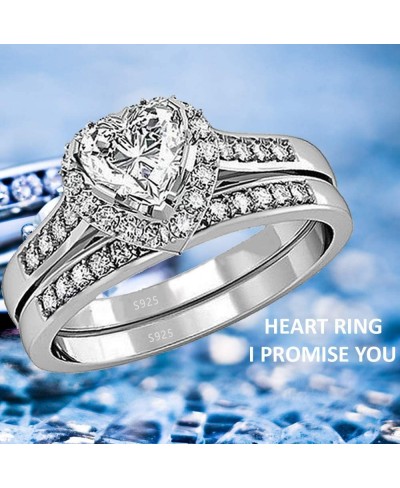 Cubic Zirconia Heart Promise Rings Wedding Band Engagement Ring Bridal Sets 925 Sterling Silver $23.10 Promise Rings