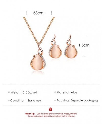 Teardrop Crystal Pendant Necklace Set Earrings Set Exquisite Rhinestone Rose Gold Necklace Set Jewelry for Women and Teen Gir...