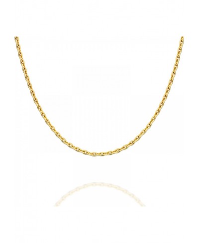 Solid 925 Sterling Silver Chain Necklace 22K Gold Plated Italian Diamond-Cut Cable Chain Necklace for Women and Men MADE IN I...