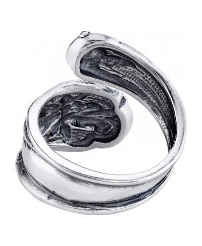 Sterling Silver Adjustable Antique Finish Lilies Flower Spoon Style Ring $26.59 Bands