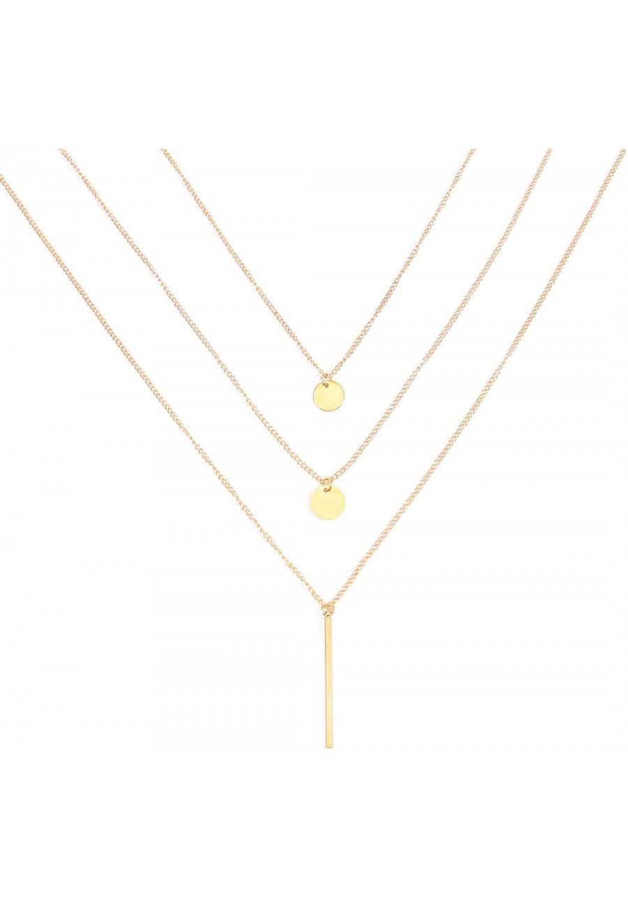 Layered Drop Bar Necklace Chain Minimal Sequins Necklaces Jewelry for Women and Girls $9.05 Y-Necklaces