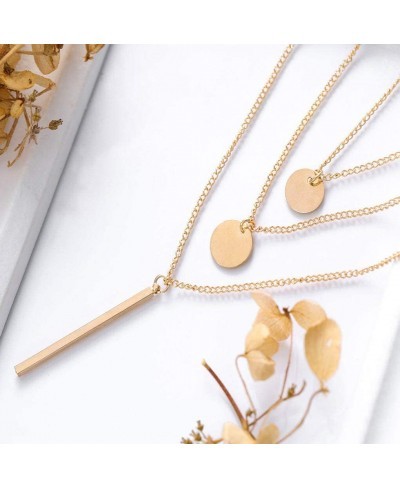 Layered Drop Bar Necklace Chain Minimal Sequins Necklaces Jewelry for Women and Girls $9.05 Y-Necklaces