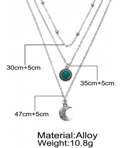 Multi-Layer Moon Pendant Necklace Crystal Alloy Chain Necklaces Women Long Chain Choker Necklace $5.73 Chokers