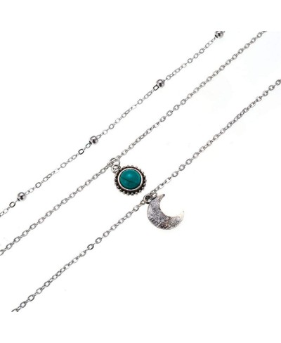 Multi-Layer Moon Pendant Necklace Crystal Alloy Chain Necklaces Women Long Chain Choker Necklace $5.73 Chokers