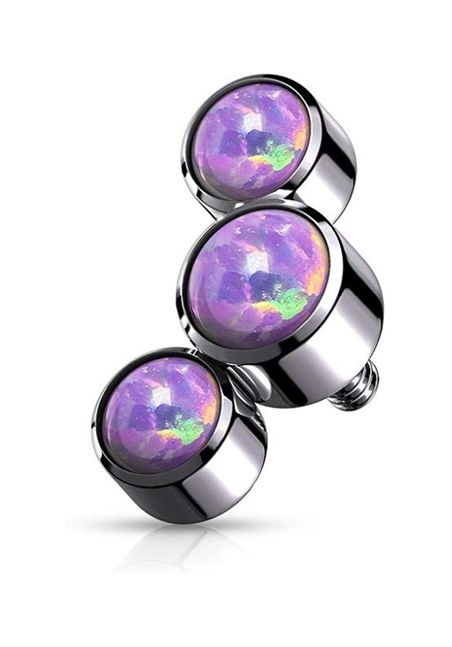 14-16G Stainless Steel Triple Synthetic Opal Internally Threaded Dermal Anchor Top $14.87 Piercing Jewelry