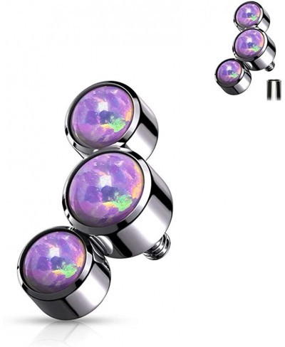 14-16G Stainless Steel Triple Synthetic Opal Internally Threaded Dermal Anchor Top $14.87 Piercing Jewelry