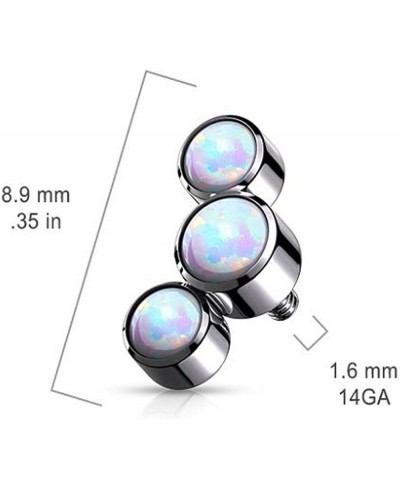 14-16G Stainless Steel Triple Synthetic Opal Internally Threaded Dermal Anchor Top $14.87 Piercing Jewelry