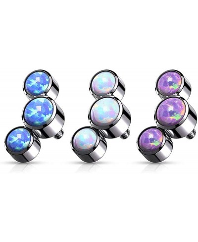 14-16G Stainless Steel Triple Synthetic Opal Internally Threaded Dermal Anchor Top $14.87 Piercing Jewelry