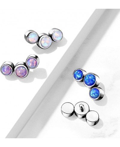 14-16G Stainless Steel Triple Synthetic Opal Internally Threaded Dermal Anchor Top $14.87 Piercing Jewelry