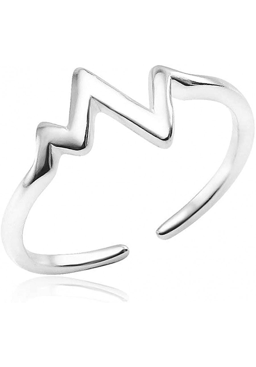 925 Sterling Silver Ekg Pulse Adjustable Stackable Open Toe Ring $19.40 Toe Rings