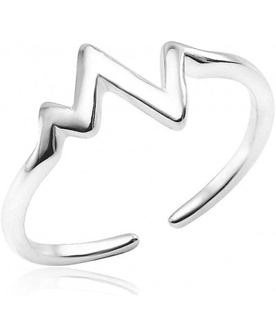 925 Sterling Silver Ekg Pulse Adjustable Stackable Open Toe Ring $19.40 Toe Rings