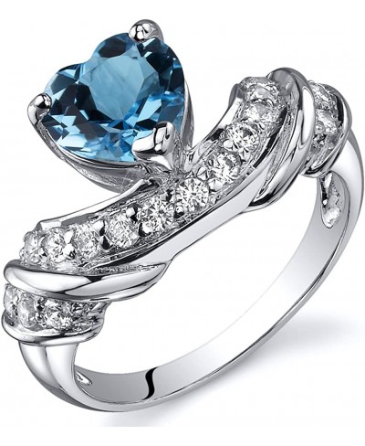 Swiss Blue Topaz Heart Promise Ring in Sterling Silver 1.25 Carats total Comfort Fit Sizes 5 to 9 $23.34 Promise Rings