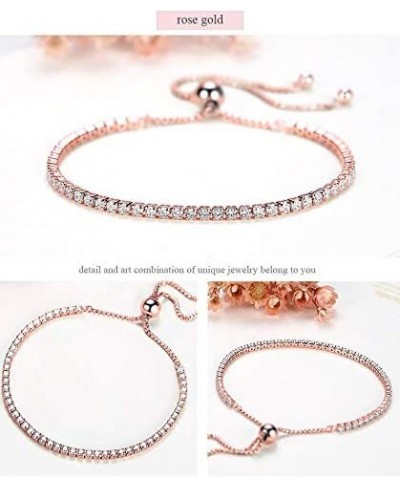 Authentic Swarovski Crystallized 925 Silver over Rose Gold Adjustable Dainty Tennis Bracelet $26.11 Tennis