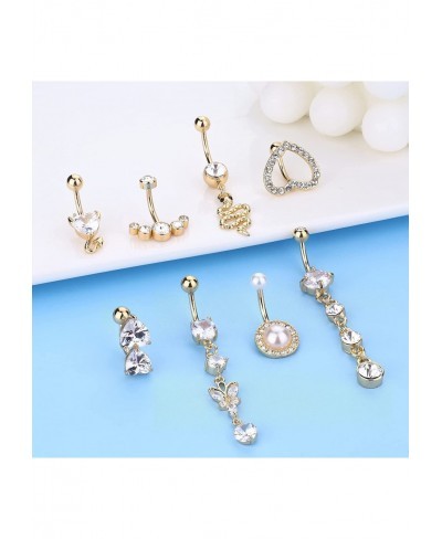 14G Belly Button Rings 316L Surgical Steel Dangle Belly Rings for Women Navel Rings Barbell CZ Body Piercing Jewelry $15.19 P...