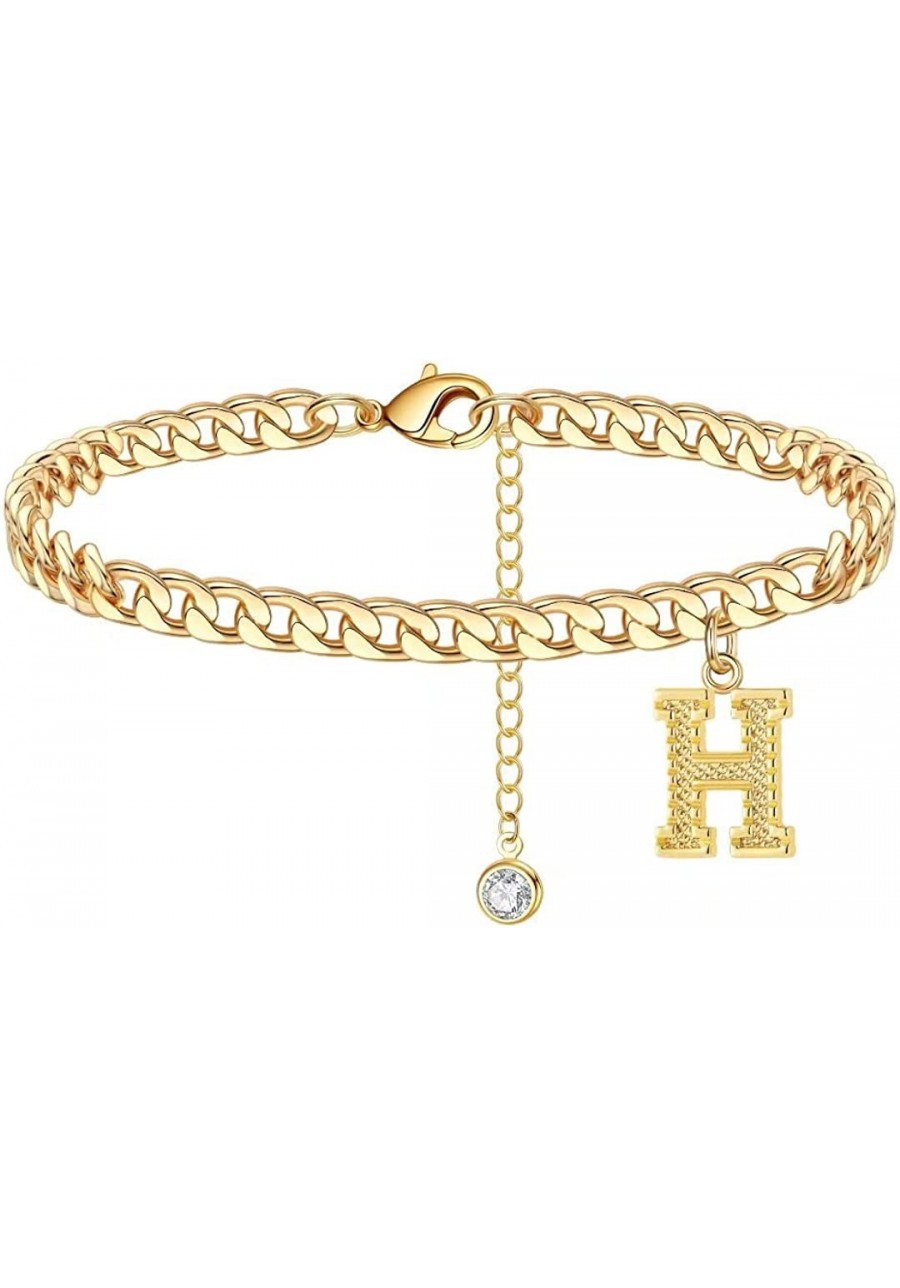 Ankle Bracelets For Women Cuban Link Anklet 14K Gold Plated Ankle Bracelet Gold Anklets for Women Initial Anklet Letter A-Z C...