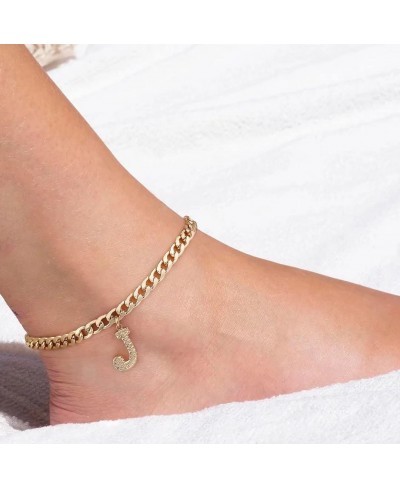 Ankle Bracelets For Women Cuban Link Anklet 14K Gold Plated Ankle Bracelet Gold Anklets for Women Initial Anklet Letter A-Z C...