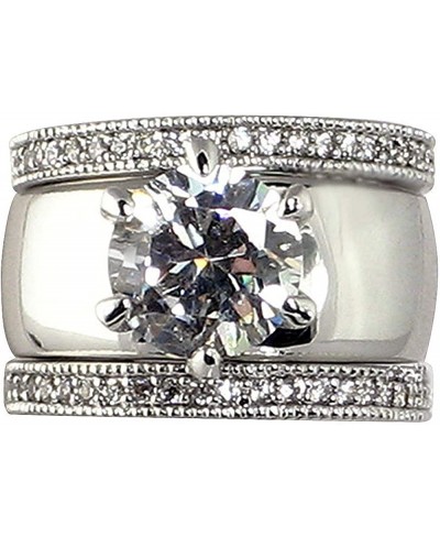 Wide Solitaire Round-Shape 4.28 Ct. Cubic Zirconia Cz Bridal Wedding 3 Pc. Ring Set with Eternity Bands (Center Stone is 2.75...