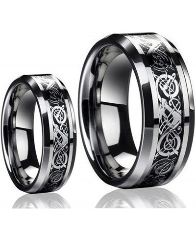 Ring for Men and Ring for Women His & Her's 8MM/6MM Tungsten Carbide Celtic Knot Dragon Design Carbon Fiber Inlay Wedding Ban...