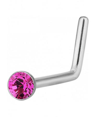 20G Surgical Steel 6mm L-Shaped Nose Piercing Stud with 2.5mm Crystal Top $10.21 Piercing Jewelry