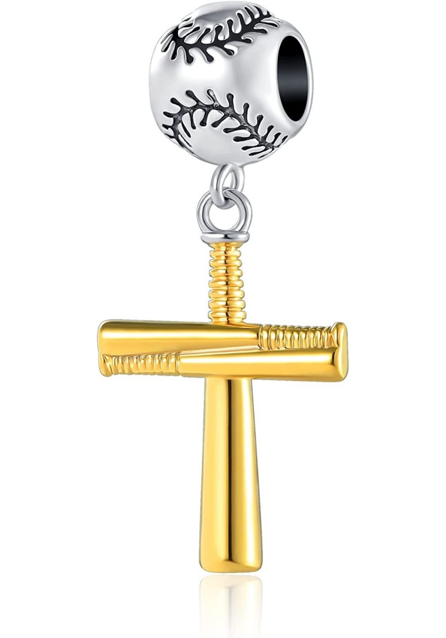 Sport Charm I Love Playing Baseball Tennis Ball Racket Dangle Charm Bead for Bracelet $8.22 Charms & Charm Bracelets