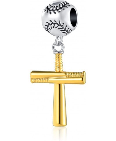 Sport Charm I Love Playing Baseball Tennis Ball Racket Dangle Charm Bead for Bracelet $8.22 Charms & Charm Bracelets