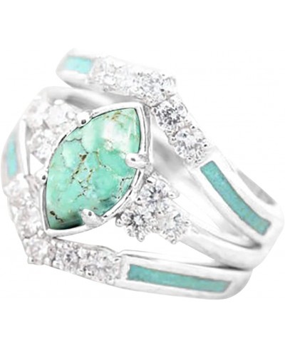 Elegant Rings Turquoise Ring for Women Simulated Diamond CZ Ring Engagement Rings Bohemian Ring Jewelry (B 7) $6.47 Engagemen...