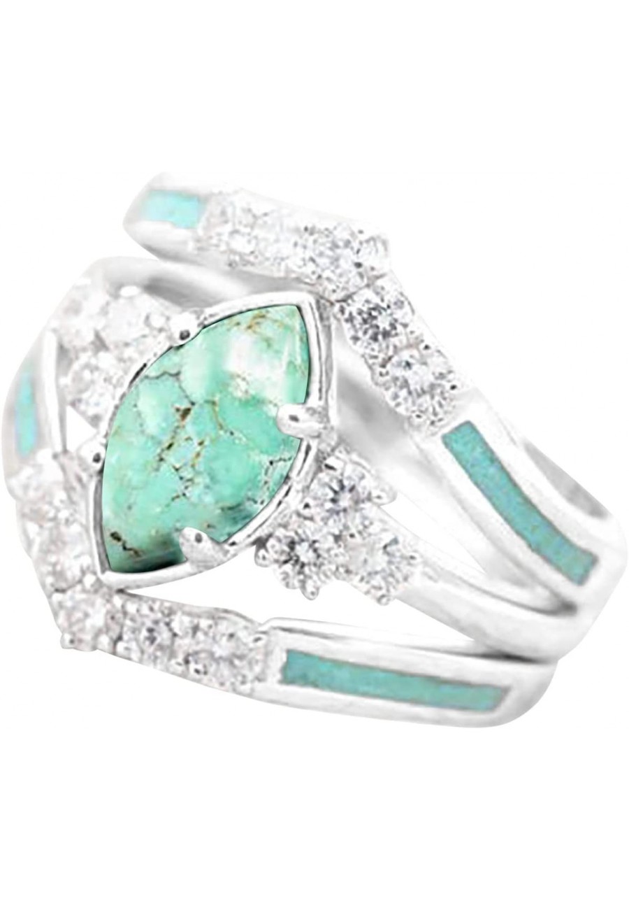 Elegant Rings Turquoise Ring for Women Simulated Diamond CZ Ring Engagement Rings Bohemian Ring Jewelry (B 7) $6.47 Engagemen...