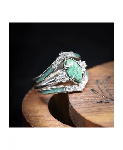 Elegant Rings Turquoise Ring for Women Simulated Diamond CZ Ring Engagement Rings Bohemian Ring Jewelry (B 7) $6.47 Engagemen...