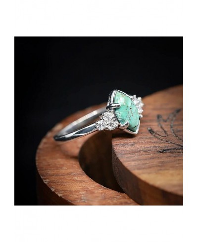 Elegant Rings Turquoise Ring for Women Simulated Diamond CZ Ring Engagement Rings Bohemian Ring Jewelry (B 7) $6.47 Engagemen...