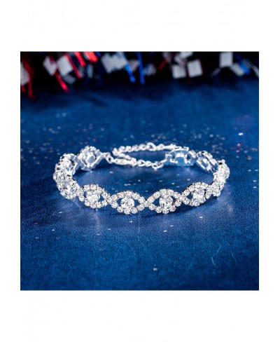 Womens Silver Plated White Clear Rhinestone Crystal Wedding Bridal Bridesmaid Bracelet Jewelry Link Tennis Bracelet $11.48 Te...