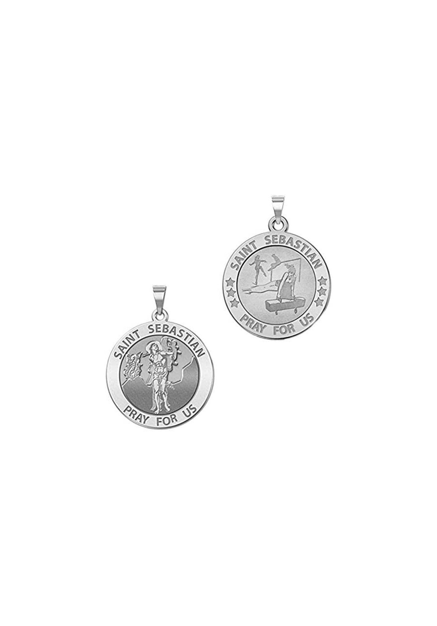 Gymnastics - Saint Sebastian Doubledside Sports Religious Medal 3/4 Inch in Sterling Silver $48.74 Pendant Necklaces